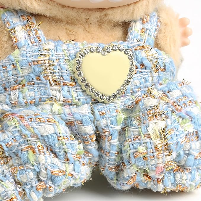 Premium Doll Clothes for Labubu - Luxury Chic Style Set for 17cm Dolls, Doll Outfit for Display, Collectors, Gift - Cute Miniature Fashion Accessories - Blue Jumpsuit (Clothes Only)