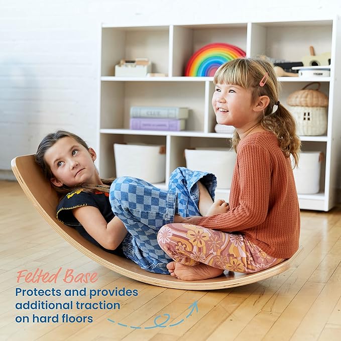 ECR4Kids Balance Board with Felt Base, Montessori Toy, Seafoam