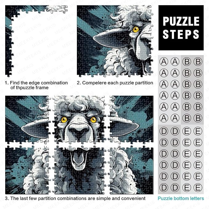Sheep Thickened Wooden Jigsaw Puzzle 1000 Pieces 3D Animal Adults Fun Toy Intellectual Game Stress Relief Toy Decoration Education Game Relaxation and Intelligence 1000pcs (75x50cm)