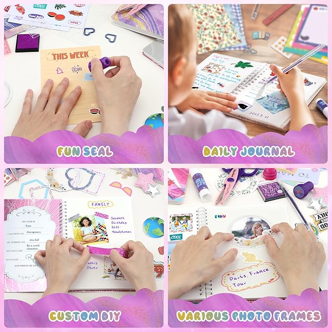 PERRYHOME 2-Pack DIY Journal Kit for Girls - 200+Pcs Journal Set for Teen & Tween Girls, Journaling Art & Crafts Kits, Scrapbook & Diary Supplies Set, Ideal Gifts for 8 9 10 11 12 13 14 Year Old Girl