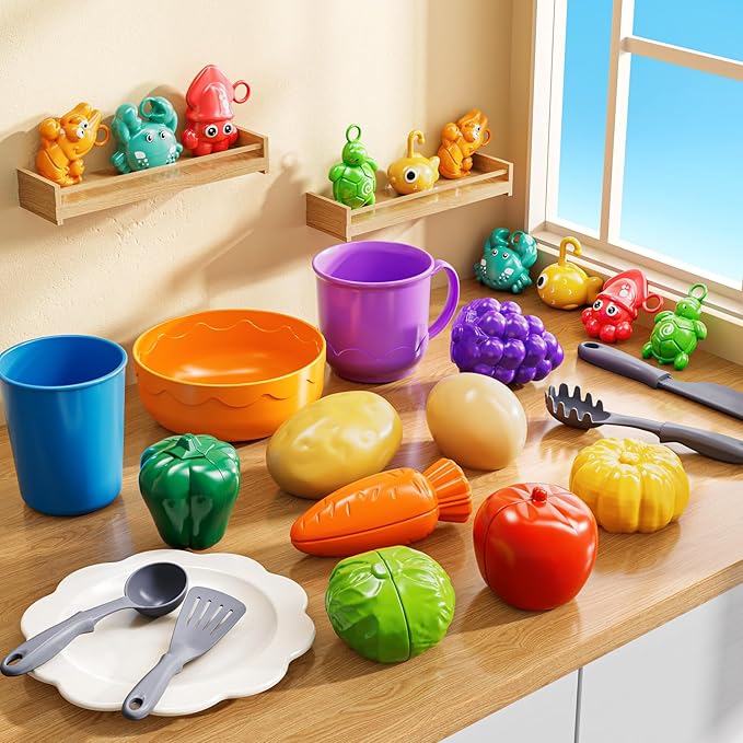 Water Table Play Sink Toy for Kids 2 3 4 5 6 Years Old - Outdoor Kitchen with Running Water, Fishing Games, Toddler Water Play Table for Kids Ages 3-8, Beach Outdoor Toys, Summer Gifts