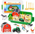 Farm Sensory Bin，Farm Animals Sand Kit with Sensory Sand，Barn Sandbox with Tractor，Sensory Play Sand Set for Kids 3 4 5 6 7
