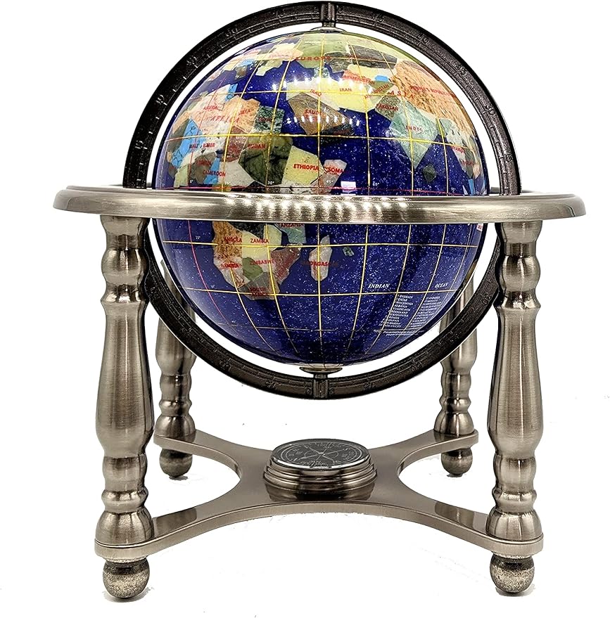 Unique Art Since 1996 150 GB CRY Gemstone Globe, Blue Crystallite Silver,150 GB BLUE CRY SILVER