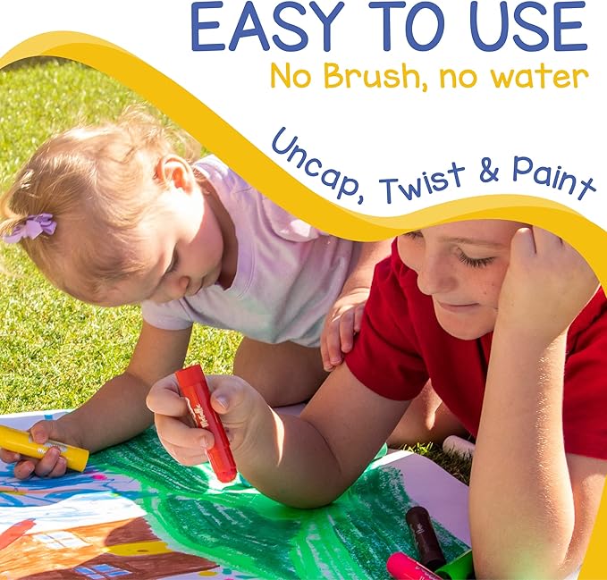 Tempera Paint for Kids and Toddlers - 30 Large Paint Sticks - Washable, Solid, Non Toxic, Mess free Paint Set - Arts and Crafts for Kids - for Wood, Glass, Canvas, or Card painting