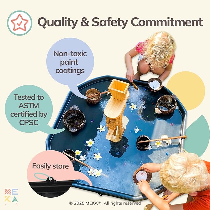 MEKA Tuff Tray Waterproof Cover for Kids – Messy Play, Sensory, STEM Activities, Classroom & Home Use (Black, Small 28" x 28")