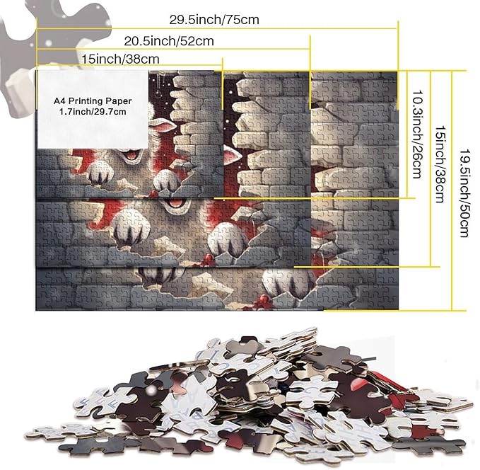 Sheep for Adults Fun Thickened Wooden Jigsaw Puzzles 1000 Piece 3D Animal Stress Relief Home Decoration Toy Intellectual Game Education Game Challenge Educational 1000pcs (75x50cm)