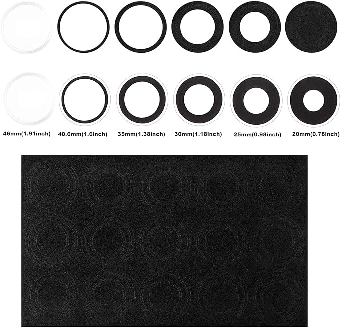SPLF 32pcs Clear Plastic Coin Capsules, Coin Holder for Collectors, Coin Collection Case with Adjustable Gasket (20/25/30/35/40.6/46mm) for Silver Eagle Liberty Coin & JFK Half Dollar & Bitcoin More