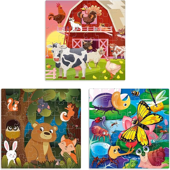 QUOKKA Magnetic Puzzles for Kids Ages 4-6 - 36 Pieces Sudoku Toddler Puzzles Ages 2-4 - Travel Games for Kids Ages 3-5 - Animal Farm Bugs Toddler Travel Toys - Car Airplane Road Trip Games