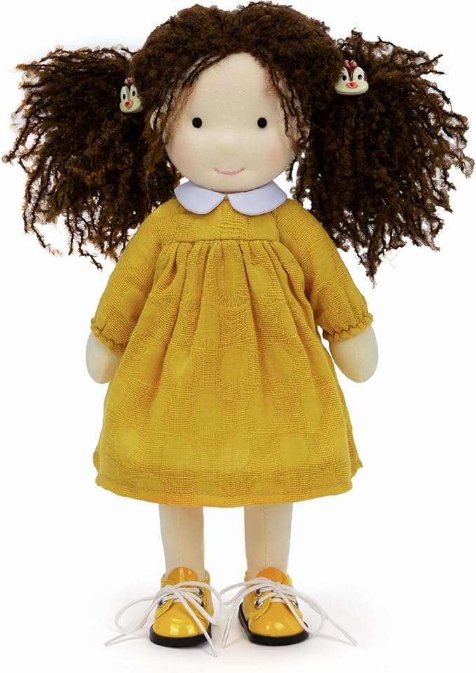 BlissfulPixie Handmade Waldorf Doll - Inka 12", Soft Girl Rag With Cute Stuffed Plush, Ideal First for Babies & Toddlers