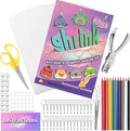 Vicentorra Shrinky Dink Sheets Keychain & Magnets Making Kit, Shrink Art Kit with 16 Plastic Sheets, Hole Punch, Pencils, Magnets, Tweezers, Keychains, Scissors, Paper Craft Kits