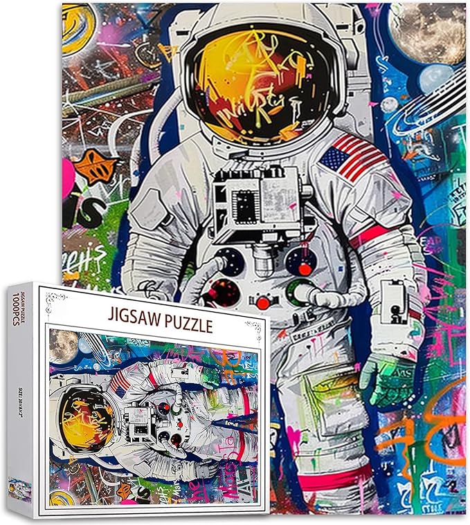 Tucocoo Graffiti Astronaut Jigsaw Puzzles for Adults 1000 Pieces, Space Abstract Art Jigsaw Puzzle 20x27 Inch Colorful DIY Handwork Puzzles for Home Decoration, Family Puzzle Perfect for Game Nights