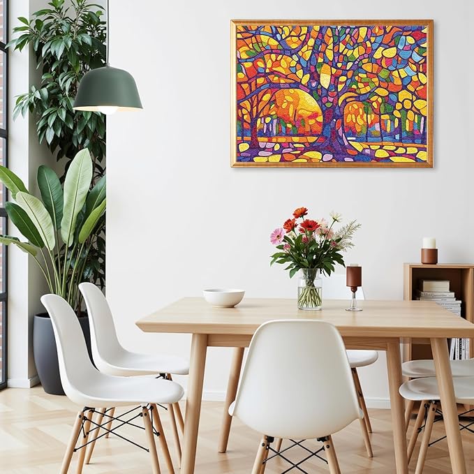 Mosaic Tree Jigsaw Puzzles for Adults 1000 Pieces, Irregularly Shaped Difficult Puzzles Perfect for Game Night, Great Gift Idea, Size 26.65 x 19.25 in