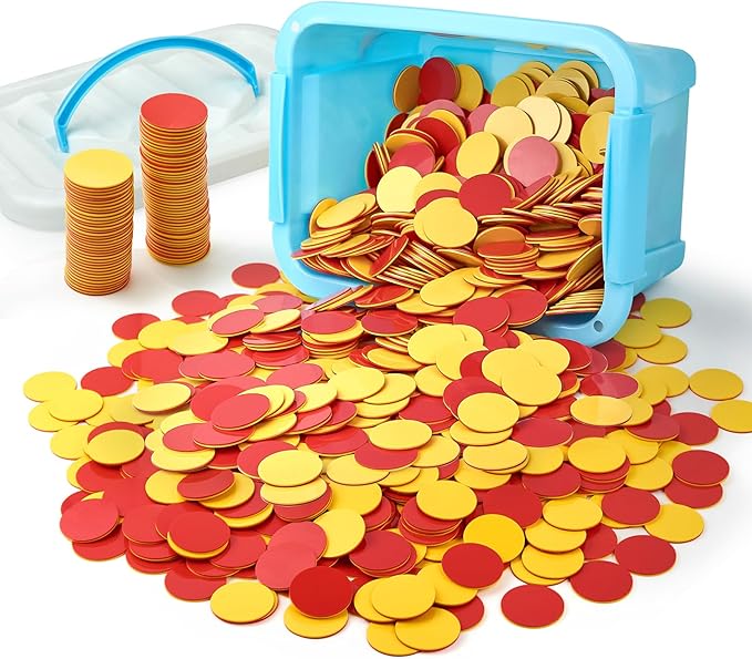 Counters for Kids Math 800 pcs Plastic Two-Color Red and Yellow Counter,Double Sided Counters Educational Toys to Help Kids Learn
