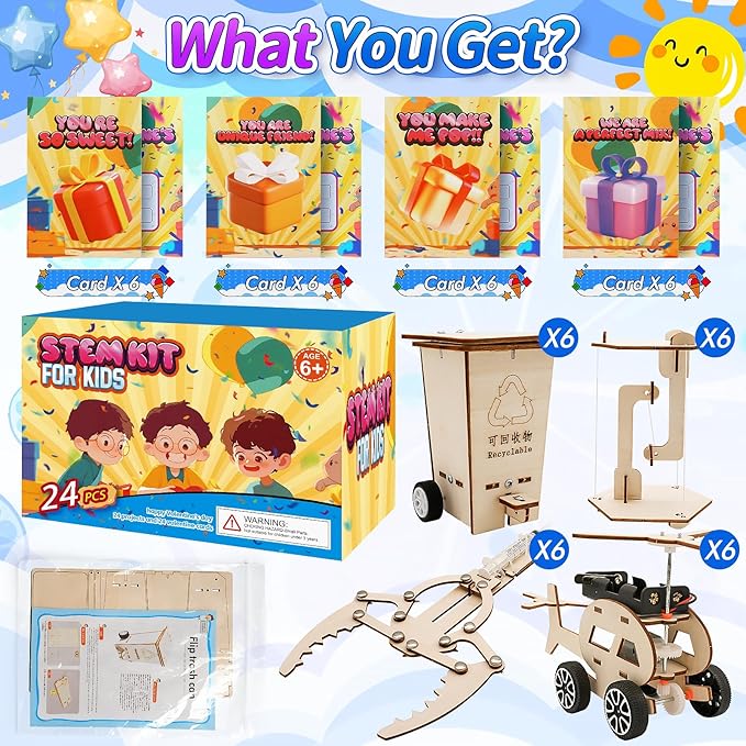 24 Pcs Halloween Party Favors for Kids Age 6-10, Treasure Box Toy Stem Kit Party Favors Science Kits for Boys girls STEM Toys for Kids Age 6 7 8 10 12 13 Classroom Giveaways, Carnival Prizes Toy, Birthday Treats, Party Supplies