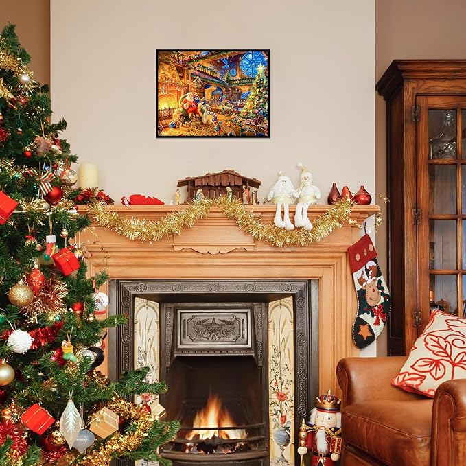 Christmas Puzzle 100 Piece Puzzles for Kids, 100 Piece Puzzle Santa Claus Puzzle 100 Pieces Puzzles for Adults Christmas Puzzle Santa's House for Kids Ages 6-10 Brain Teaser