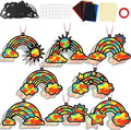 QOUBAI 32 Sets Rainbow Suncatchers Craft Kit DIY Window Stained Glass Effect Planet Rainbow Sun Paper Crafts Home School Classroom Decoration Kid Birthday Gift Creative Art Project Activity Game
