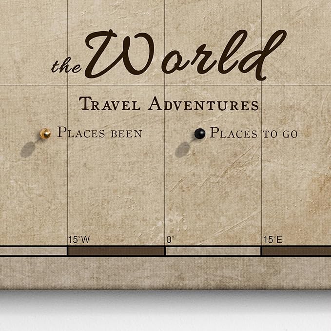 Canvas World Map with Cork Pin Board - English Lettering - Decorative Wall Decoration for All Rooms - Canvas Pictures with World Map Motif (150x100 cm, Pattern 12)