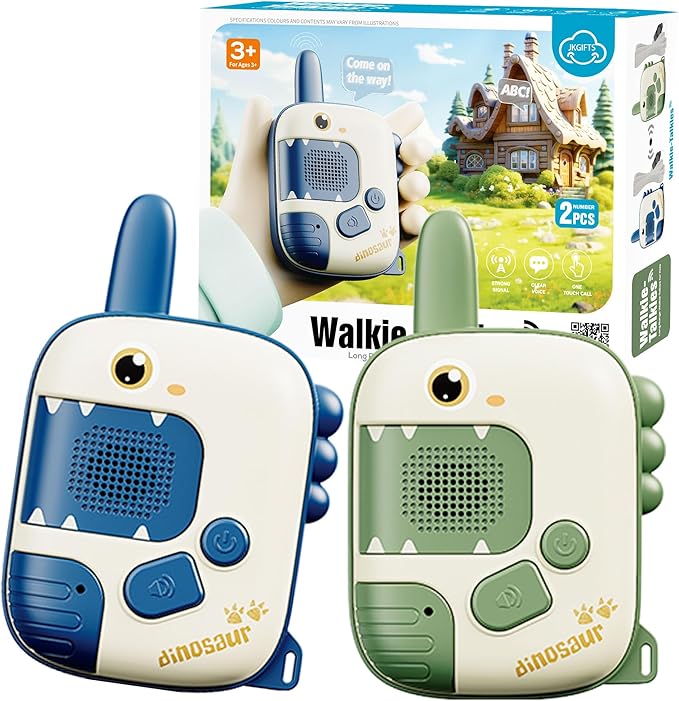 Dino Walkie Talkies for Kids,Dinosaur Toddler Walkie Toys for Kids 5-7 Walkie Talkies 2 Pack Birthday Toy Gifts for 3 4 5 6 7 8 9 Year Old Boy Girls Radio Toy for 3-12 Boys Outdoor Game