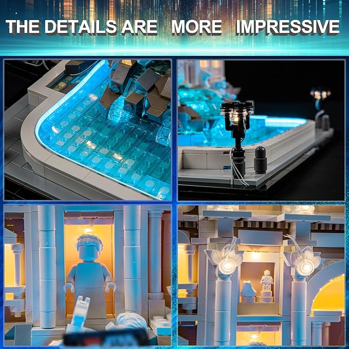 LED Light Kit for Lego Trevi Fountain 21062 Set, Compatible with Lego 21062 Building Blocks Model(Not Include Blocks Set)