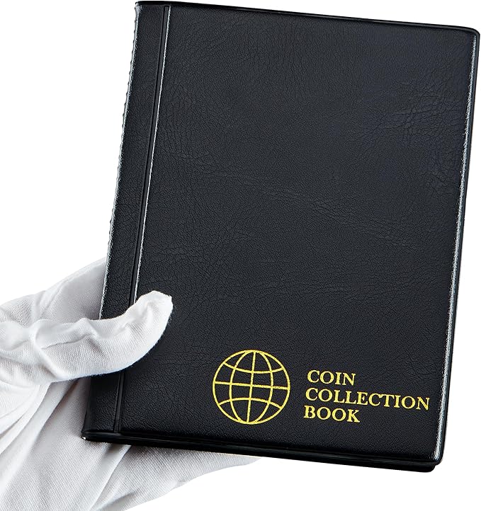 Coin Collection Album - Coin Holder Book Coin Storage Album Money Penny Pocket for Collectors CS01 (Pocket Size 30x30mm/1.2x1.2 in[120 Pockets], Elegant Black)