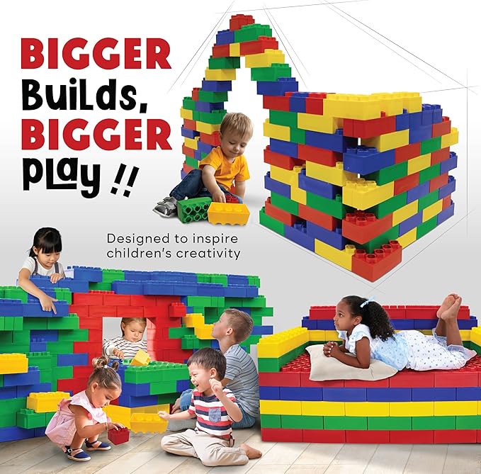 BiggoBlocks Large Building Blocks for Kids Ages 3-8 – 432 Piece Mega Set – Indoor & Outdoor STEM Toy for Boys & Girls