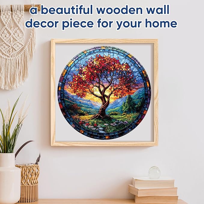 Wooden Puzzles for Adults 500 Pieces, Glass Redwood Tree Jigsaw Puzzles for Kids, 16.5x16.5in, Royal, Unique Shape Adult Puzzles, Irregular Creative for Adults Family Game