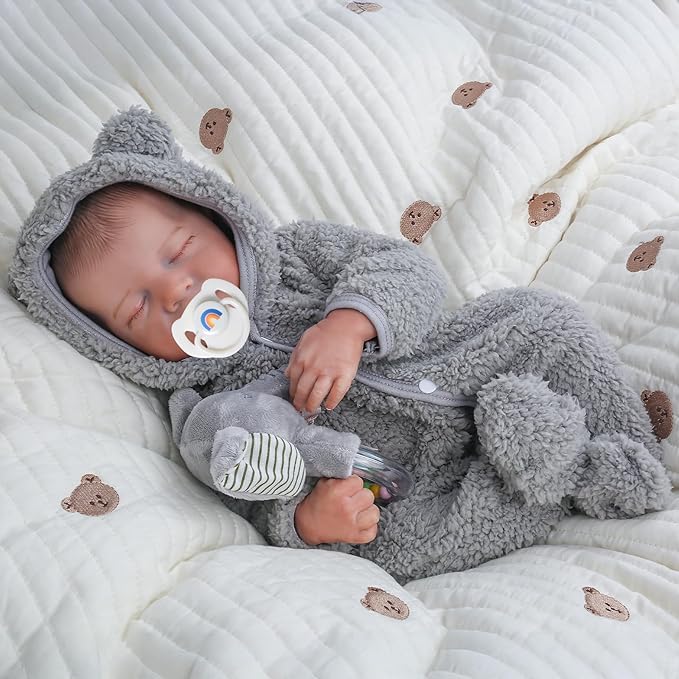 WOOROY Realistic Reborn Baby Dolls Boy - 18 Inch Real Life Full Vinyl Body Sleeping Dolls, Lifelike Poseable Newborn Baby Doll with Accessories, Ideal Gift Toy for Kids 3+