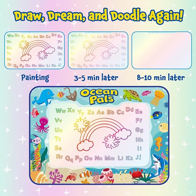ANIMOLDS 40x32 Inch Water Doodle Mat for Kids - Ocean Pals Aqua Mat