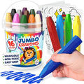 Jumbo Crayons For Toddlers 1-3 - 16pc Toddler Baby Crayons For Kids Ages 4-8 1-3 2-4 - Printed & PDF Coloring Sheets Non Toxic Washable Classroom Must Haves, Christmas Stocking Stuffers For Toddlers