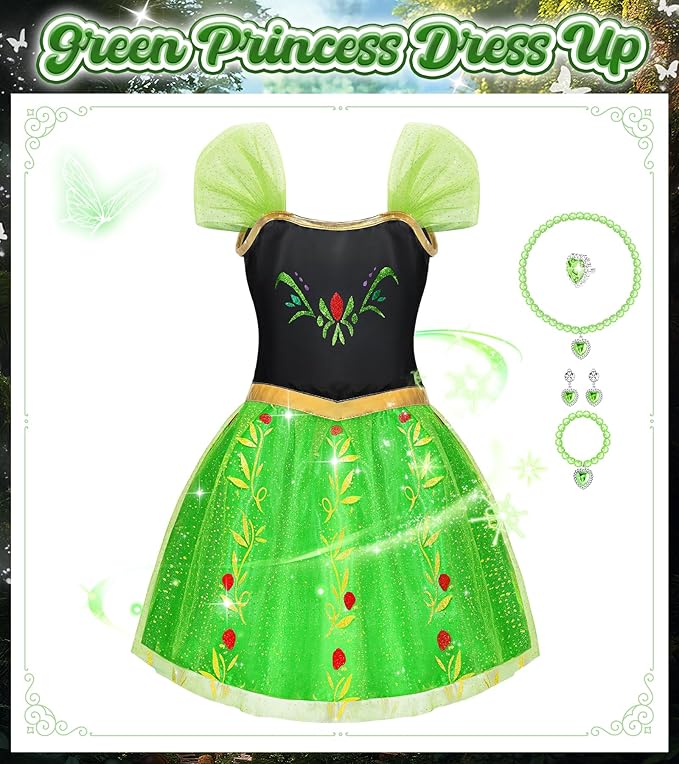 Princess Dress Up Clothes for Little Girls, 16 PCS Princess Toddler Dress Up Costumes, Kids' Dress Up Pretend Play Toys Gifts for Toddlers, Mermaid Dress Up Set with Accessories for Girls 3 4 5 6