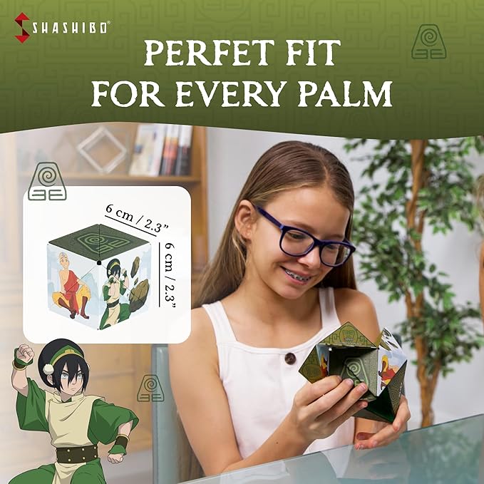 SHASHIBO Avatar The Last Airbender Shape Shifting Box - STEM Magnetic Fidget Cube That Transforms Into Over 70 Shapes, Download Fun in Motion Toys Mobile App (Earth)