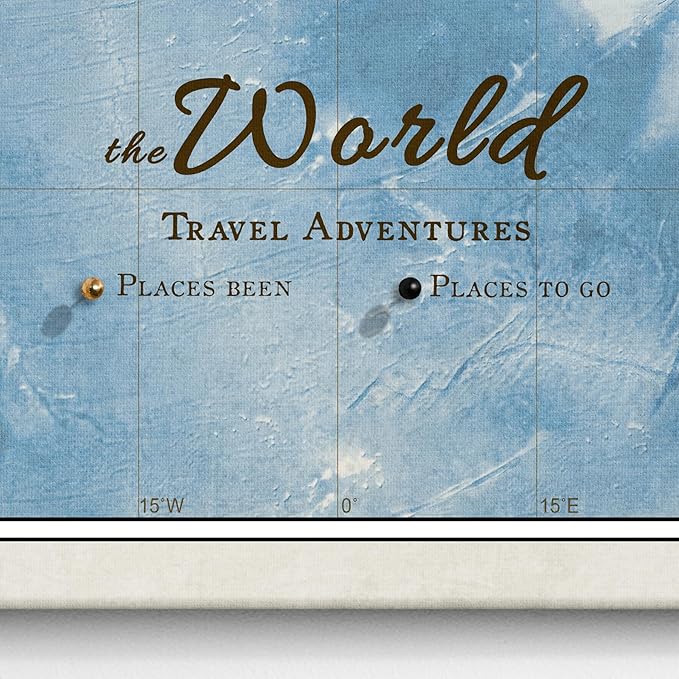 Canvas World Map with Cork Pin Board - English Lettering - Decorative Wall Decoration for All Rooms - Canvas Pictures with World Map Motif (150x100 cm, Pattern 15)