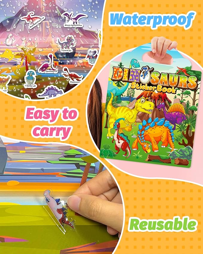 Reusable Sticker Book for Toddlers 2-4 Years, Stickers for Kids, Toddler Craft Activities, Toddler Travel Toys Ages 2+ Boy Girl Birthday Gifts