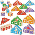 CVC Kasfalci Wooden Alphabet Letter Blocks - Toddler Phonics Games for Learning to Read & Spell, Speech Therapy Toys for Preschool Kindergarten Classroom