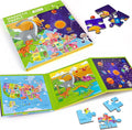 Magnetic Puzzles for Toddlers 3-5, 3 Pack Travel Puzzles for Kids Ages 3-6 with 60 Magnetic Pieces, Dinosaur, Solar System & Map Puzzles, Road Trip Activities Toys & Birthday Gifts for Boys Girls