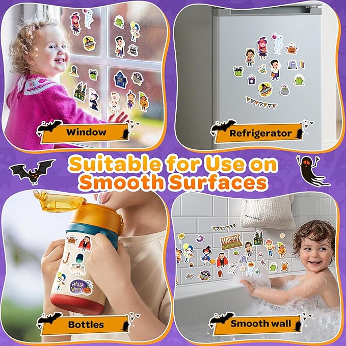 2 Pack Halloween Reusable Sticker Books for Toddlers 2-4 Years, Activity Sticker Books for Toddlers 1-3, Toddler Travel Toys Activities Crafts Gifts, Halloween Party Favor for Boys Girls