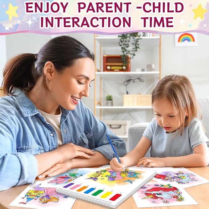 Paint with Water Coloring Books for Kids,Unicorn Theme Mess Free Watercolor Painting Papers Sets for Toddlers,Water Color Paint Kit,Art Craft Birthday Gift for Ages 1-3, 4-8