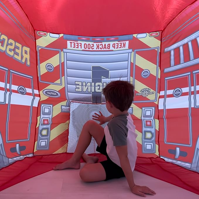 The Original Patented AirFort - Build A Fort in 30 Seconds, Inflatable Fort for Kids, Play Tent for 3-14 Years, A Playhouse Where Imagination Runs Wild, Fan not Included (Firetruck)