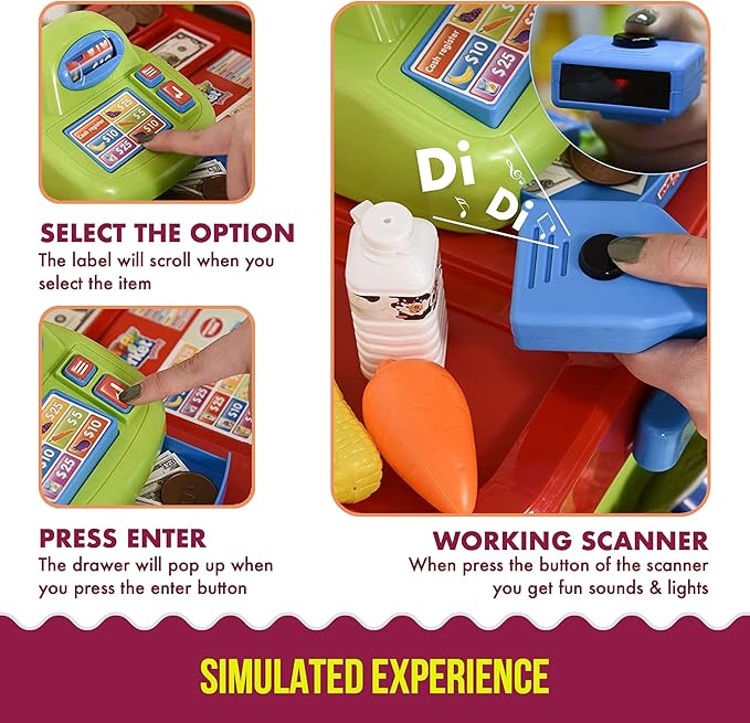 MEDca Creative Time Kids Supermarket Super Fun Playset with Shopping Cart