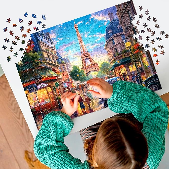 2 Pack Puzzles for Adults 1000 Pieces-Big Ben and Eiffel Tower Difficult Jigsaw Puzzles for Adults,Hard Jigsaw Puzzle Decorations DIY Leisure Game Toy Suitable Family Friends(27.5x20 inches)