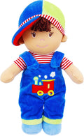 June Garden 13.5" Soft Dolly Milo - Stuffed Soft Baby Boy Doll for Birth and Up - Blue Outfit