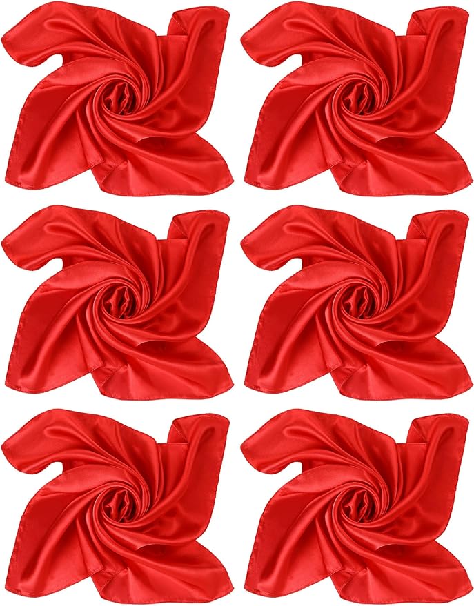 Boao 6 Pieces Chiffon Scarf 1950s Square Neck Head Scarfs Vintage Soft Polyester for Women Lady