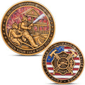 Heroic Firefighter Challenge Coin - Tribute to Bravery and Dedication with Display Box (Single Coin)