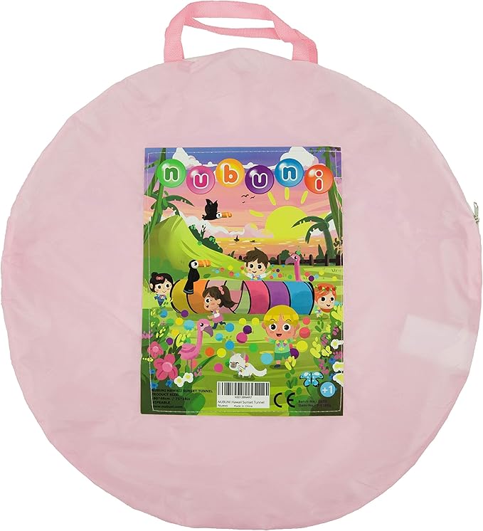 Kids Play Tunnel Tent for Toddlers, Colorful Pop Up Crawl Tunnel Toy for Baby or Pet, Collapsible Gift for Boy and Girl Play Tunnel Indoor and Outdoor Game Pink
