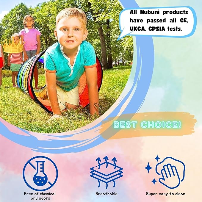 Kids Play Tunnel Tent for Toddlers, Colorful Pop Up Crawl Tunnel Toy for Baby or Pet, Collapsible Gift for Boy and Girl Play Tunnel Indoor and Outdoor Game Rainbow