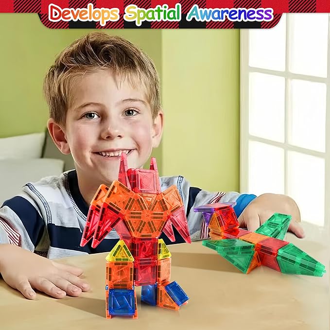 Mini Magnetic Tiles 42pcs, Kids STEM Magnet Toys for Toddler Magnetic Blocks Building Preschool Learning Sensory Montessori Toys for 3+ Year Old Boys and Girls Creativity Kids