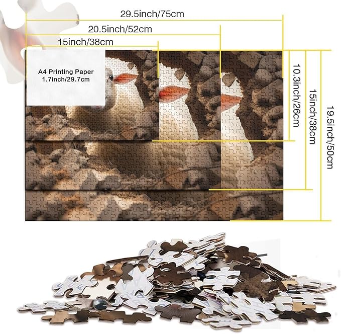 Sheep Thickened Wooden Jigsaw Puzzle for Adults Fun 500 Pieces 3D Animal Home Decoration Stress Relief Education Game Toy Intellectual Game Relaxation and Intelligence 500pcs (52x38cm)