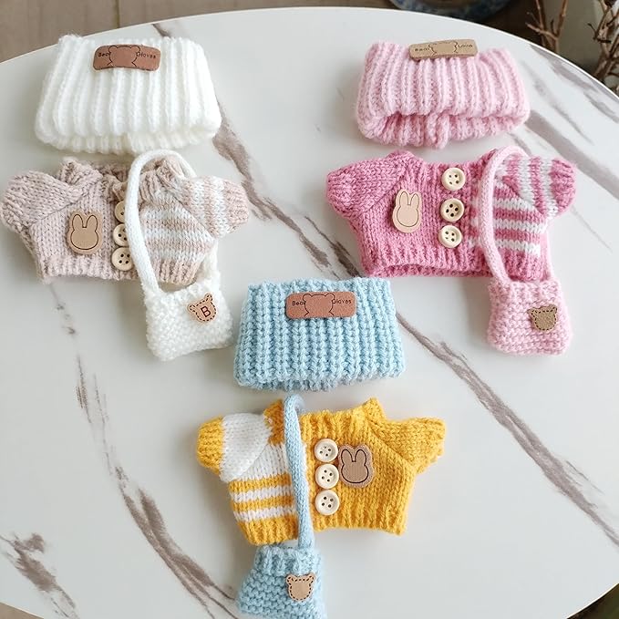 15cm & 17cm Doll Clothes Outfits Set - Premium Dress Up Bundle with Exquisite Accessories | Soft Fabric Fashion Doll Costume for 15-17cm Dolls (3set Yellow+Pink+Khaki)