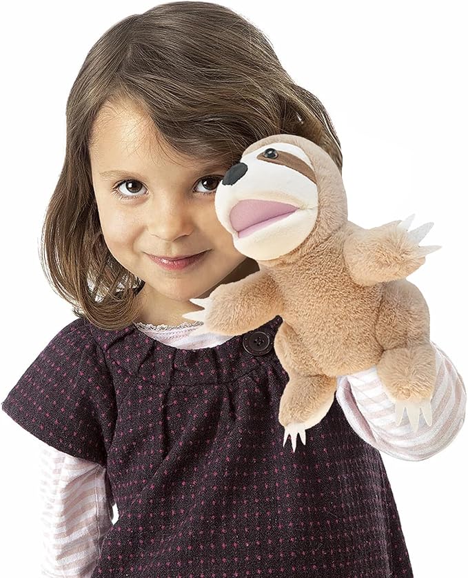 Puppet Sloth Hand Puppets for Kids, 10'' Stuffed Puppet with Movable Mouth,Sloth Stuffed Animal Plush Interactive Storytelling Puppets Toy Gift for for Toddlers 1-3