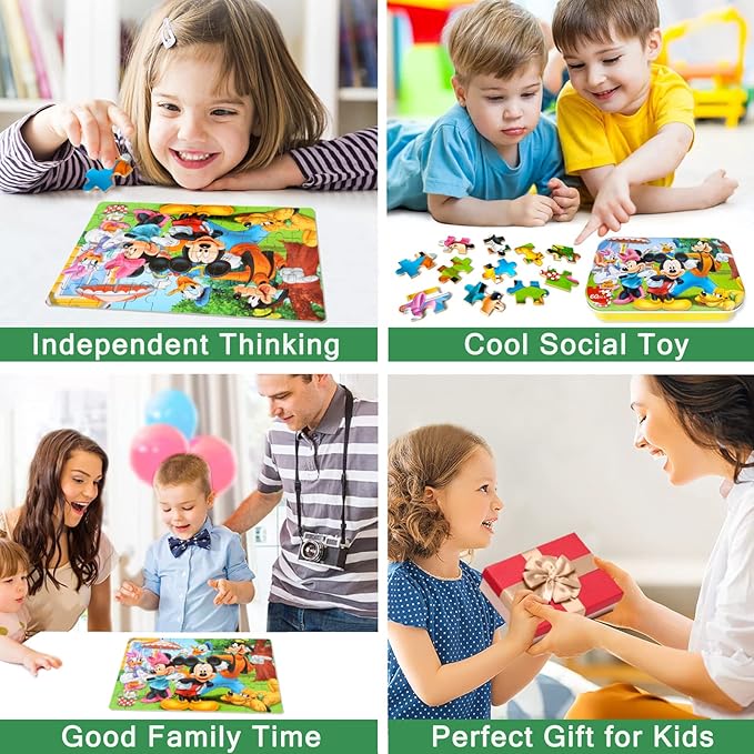 Puzzles for Kids Ages 4-8, 60 Piece Puzzles for Kids Ages 3-5 in a Metal Box Girls and Boys Learning Educational Jigsaw Puzzle Toys Gifts